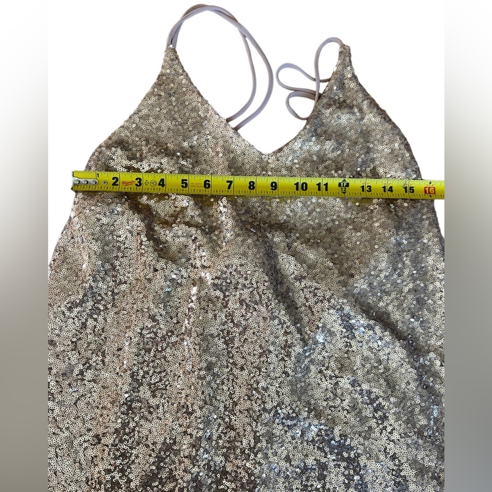 Shinestar Slip Sequin Dress Mini Strappy‎ V
Neck Tank Cami Rose Gold Large - Picture 7 of 11